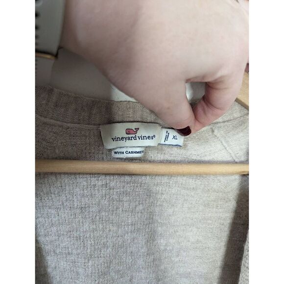 Vinyard Vines Women's Oatmeal Knit Cashmere Blend Open Front Cardigan Sweater - Picture 6 of 7